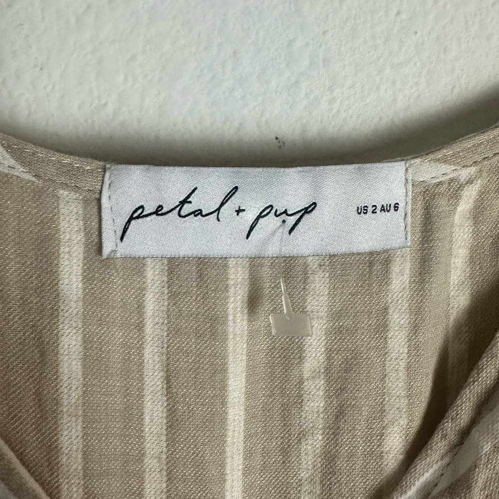 Petal + Pup Odette Midi Dress - Beige Stripe Size XS - Picture 4 of 6